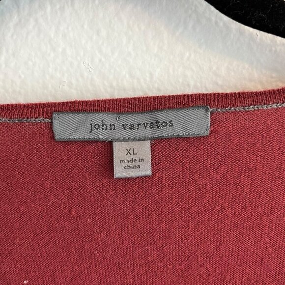John Varvatos 100% Merino Wool V-Neck Sweater Red Rust Long Sleeve Size XL - Picture 6 of 12